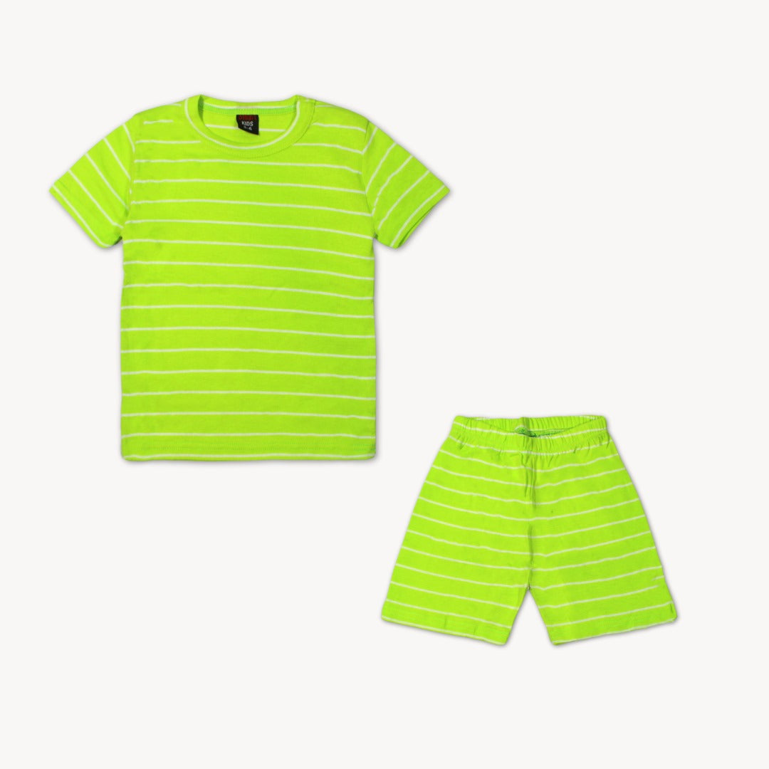 Green & White Stripe Shirt & Short Set