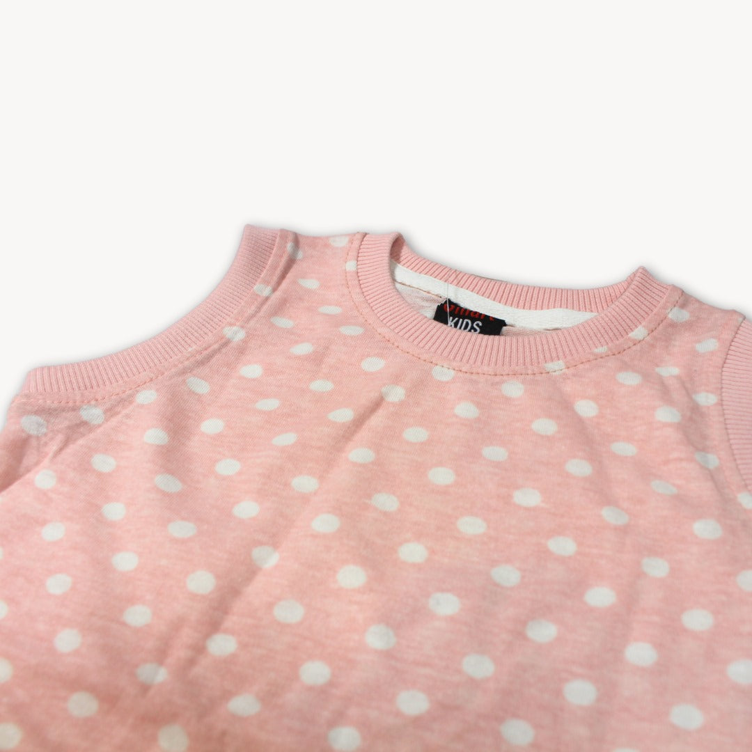 Light Pink Polka Dots Sleeveless Shirt & Short Set