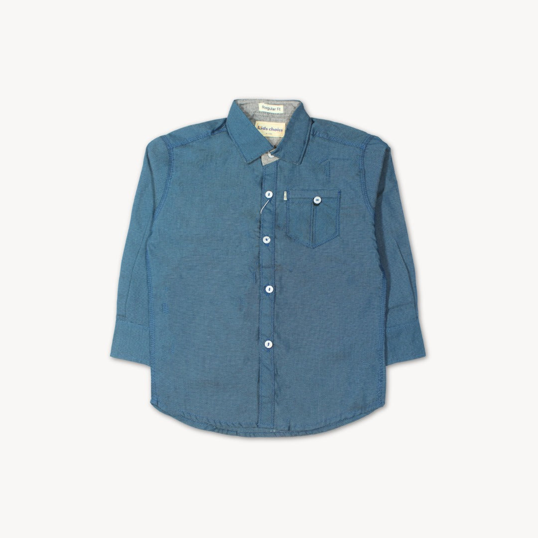 Blue Front Pocket Casual Shirt Full Sleeves
