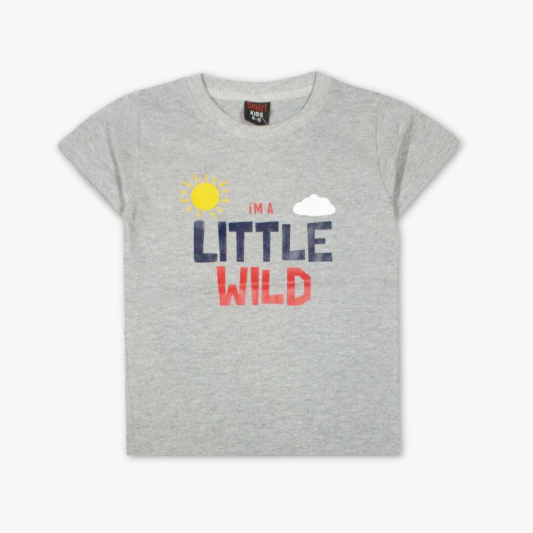 Grey I'm A Little Wild Printed Cotton T-Shirt