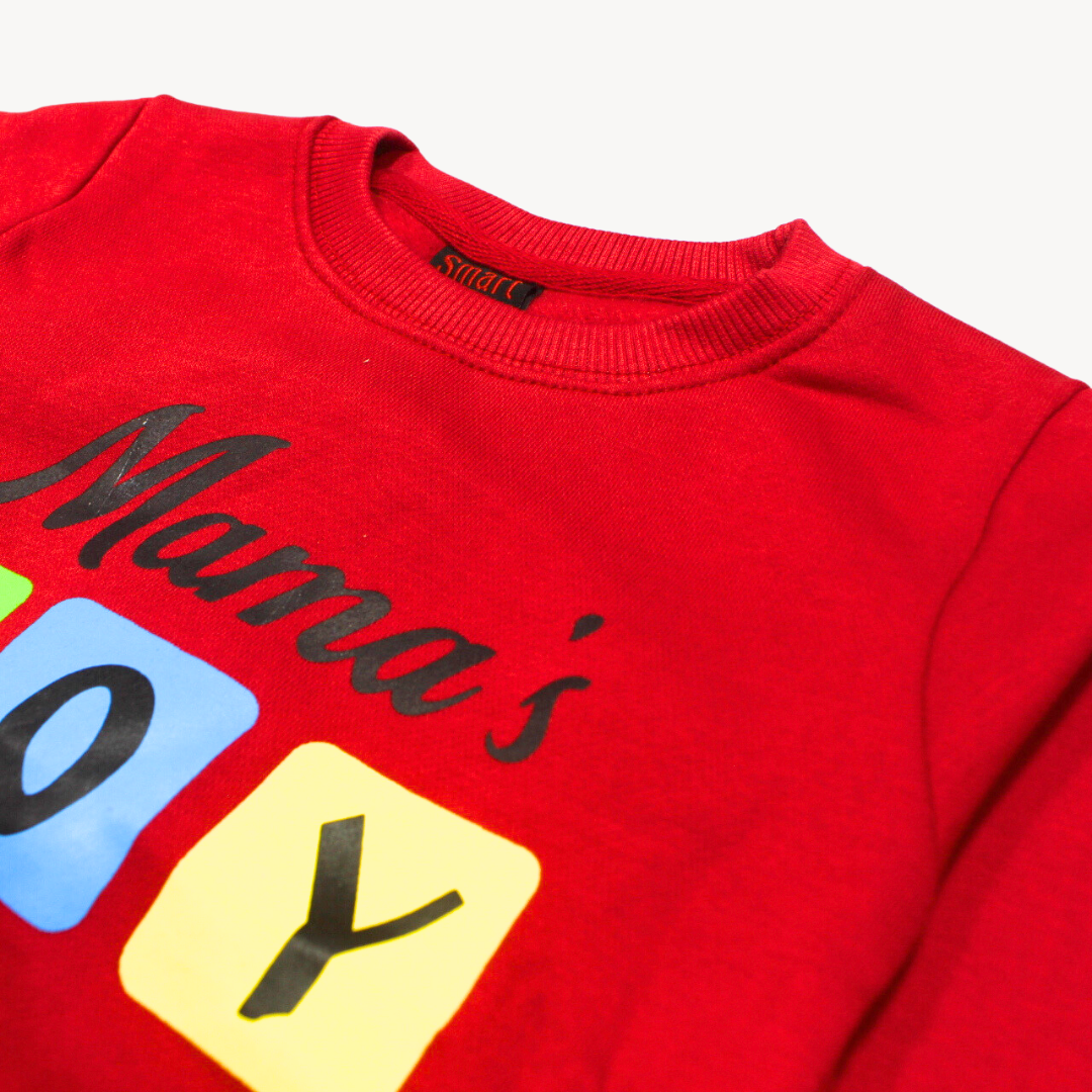 Red Mama's Boy Printed Fleece Sweat Shirt