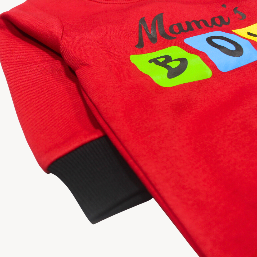 Red Mama's Boy Printed Fleece Sweat Shirt