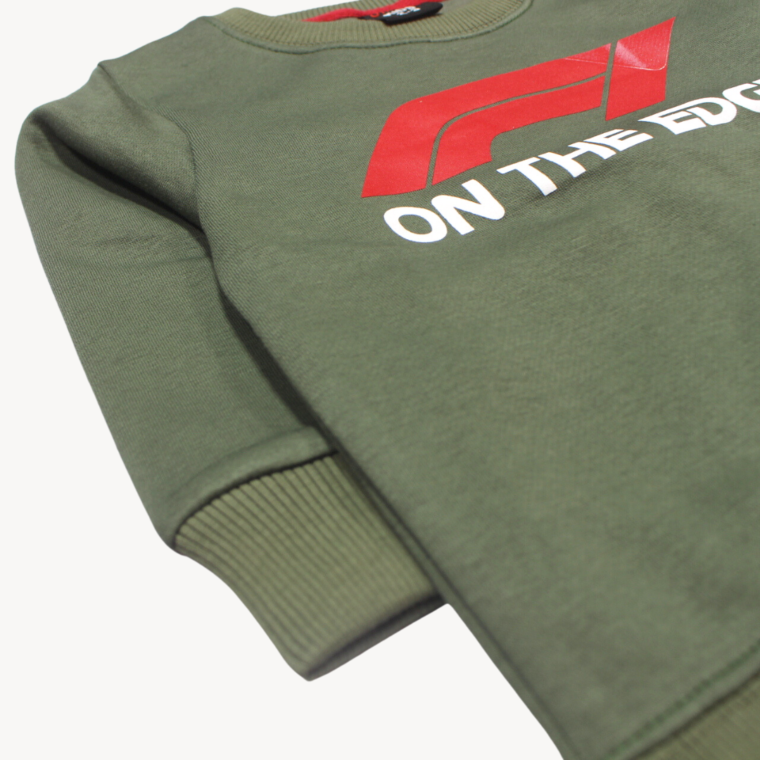 Hunter Green On The Edge Printed Fleece Sweat Shirt