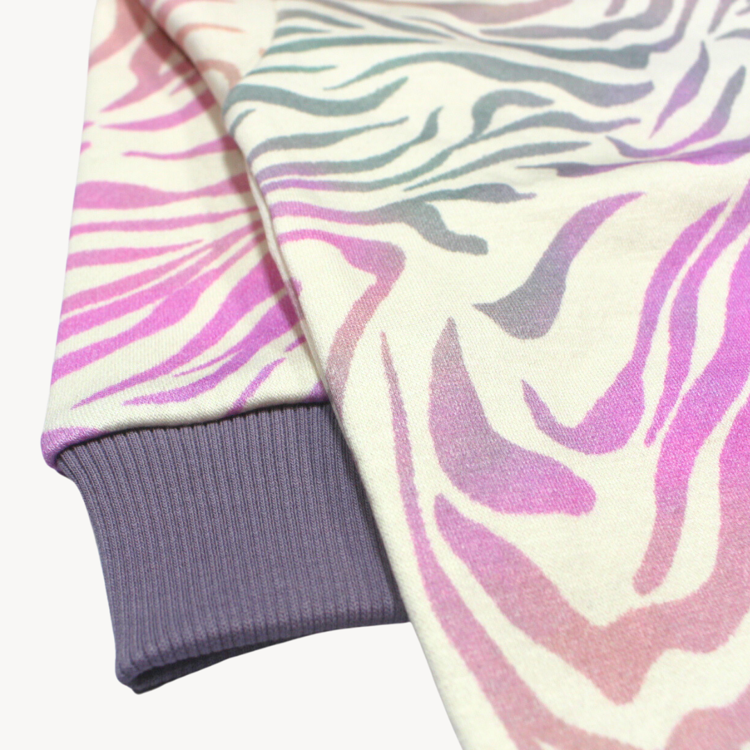 Pink & Purple Tiger Print Fleece Sweat Shirt