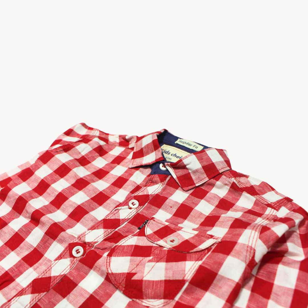 Red Chequered Casual Shirt Full Sleeves