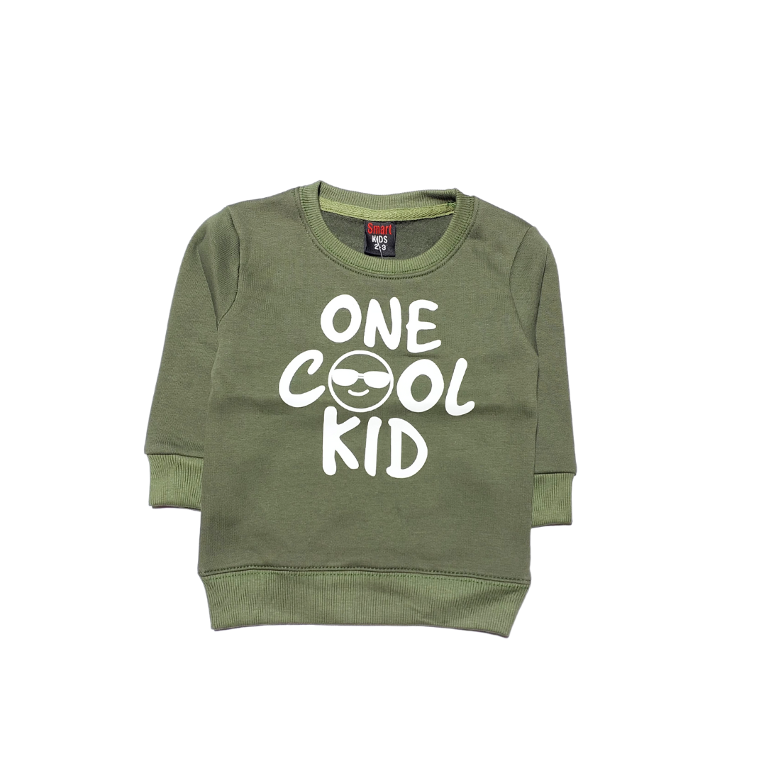 Olive One Cool Kid Printed Fleece Sweat Shirt