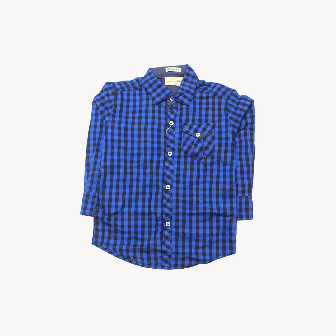 Blue & Black Chequered Casual Shirt Full Sleeves