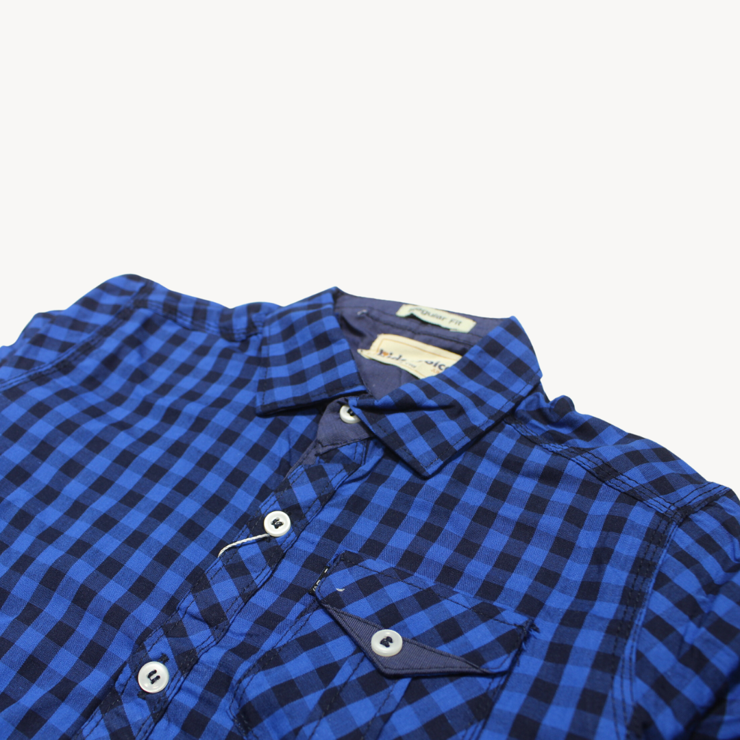 Blue & Black Chequered Casual Shirt Full Sleeves