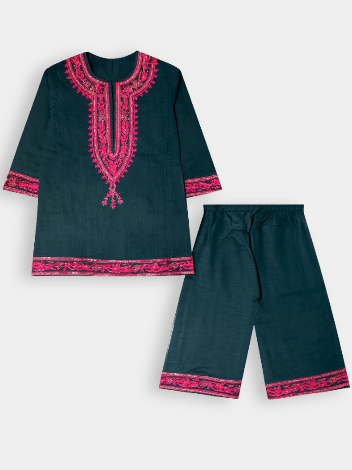 Navy Blue Embroidered Pink Khaddar Shalwar Qameez