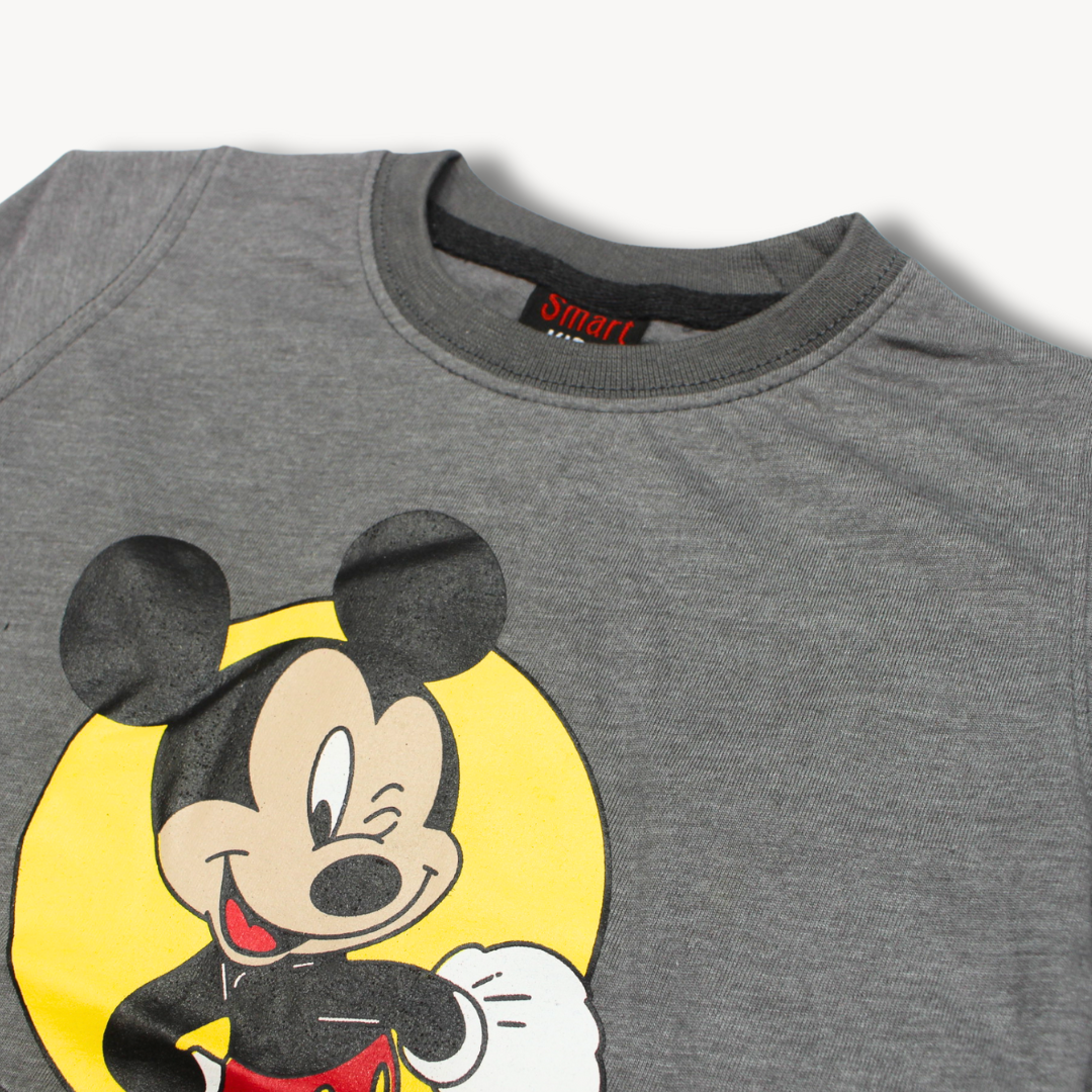 Grey Mickey Mouse summer Jersey Pajama Shirt Set