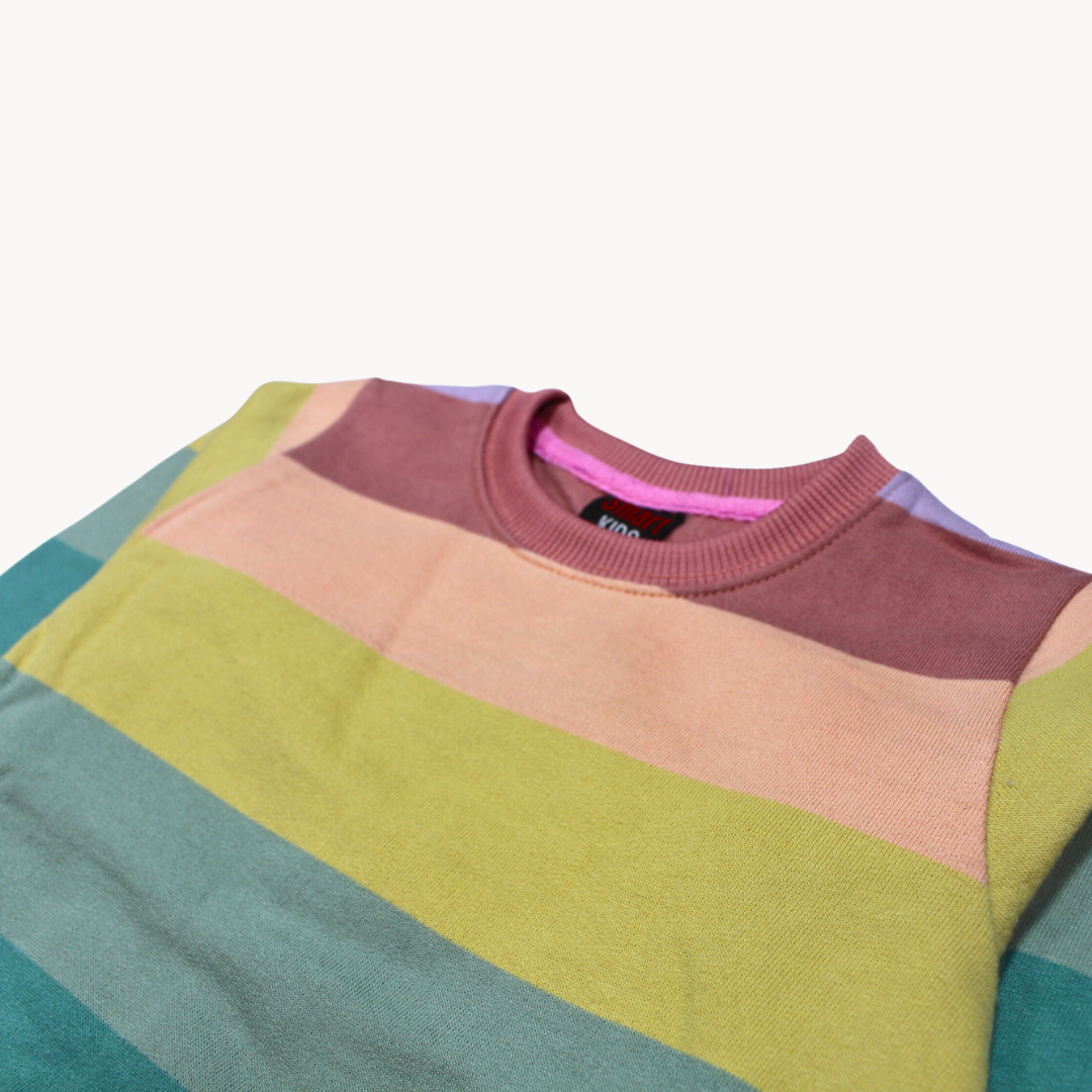 Pink Stripe Printed Fleece Sweat Shirt