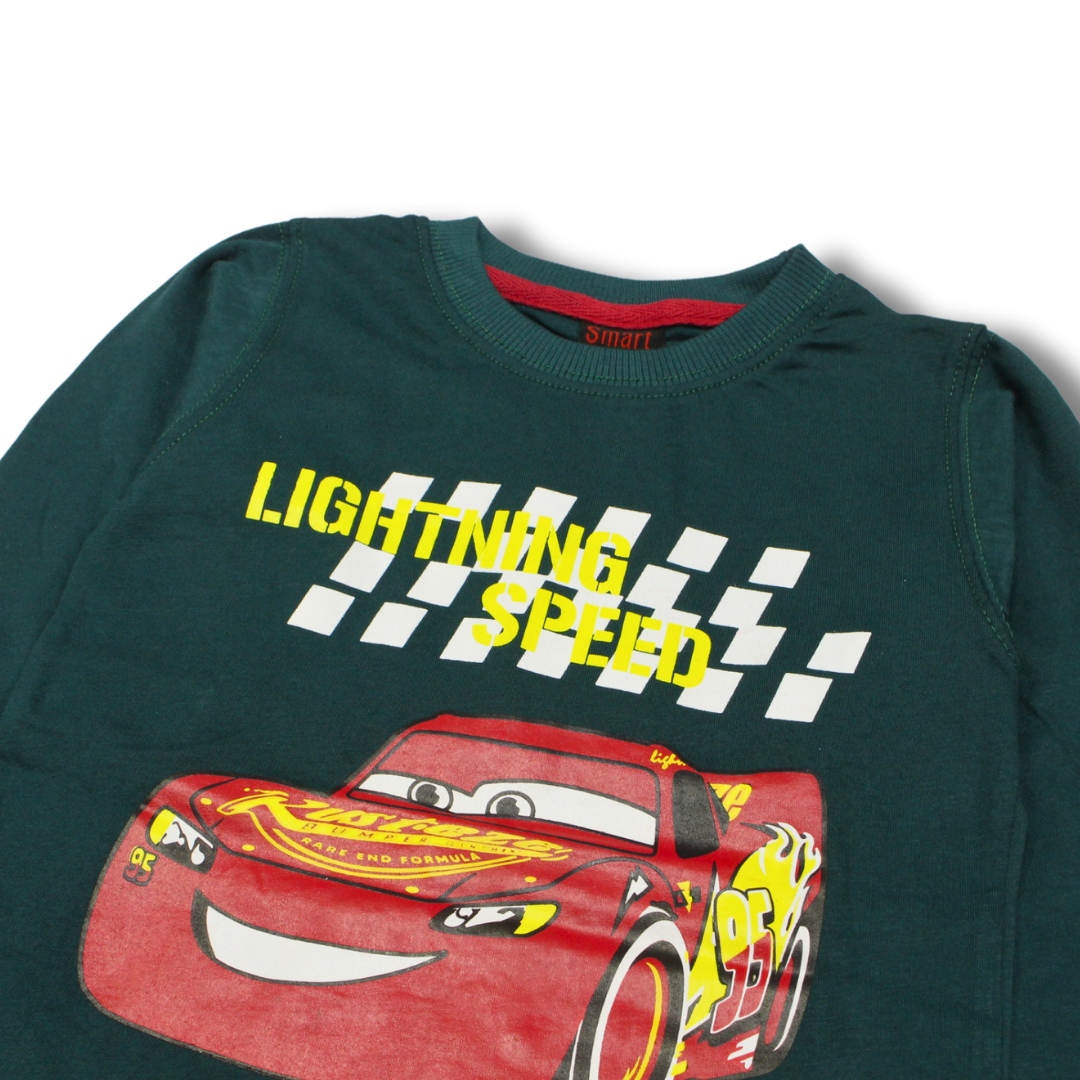 Lightning Speed Green Summer Jersey Pajama Shirt Set