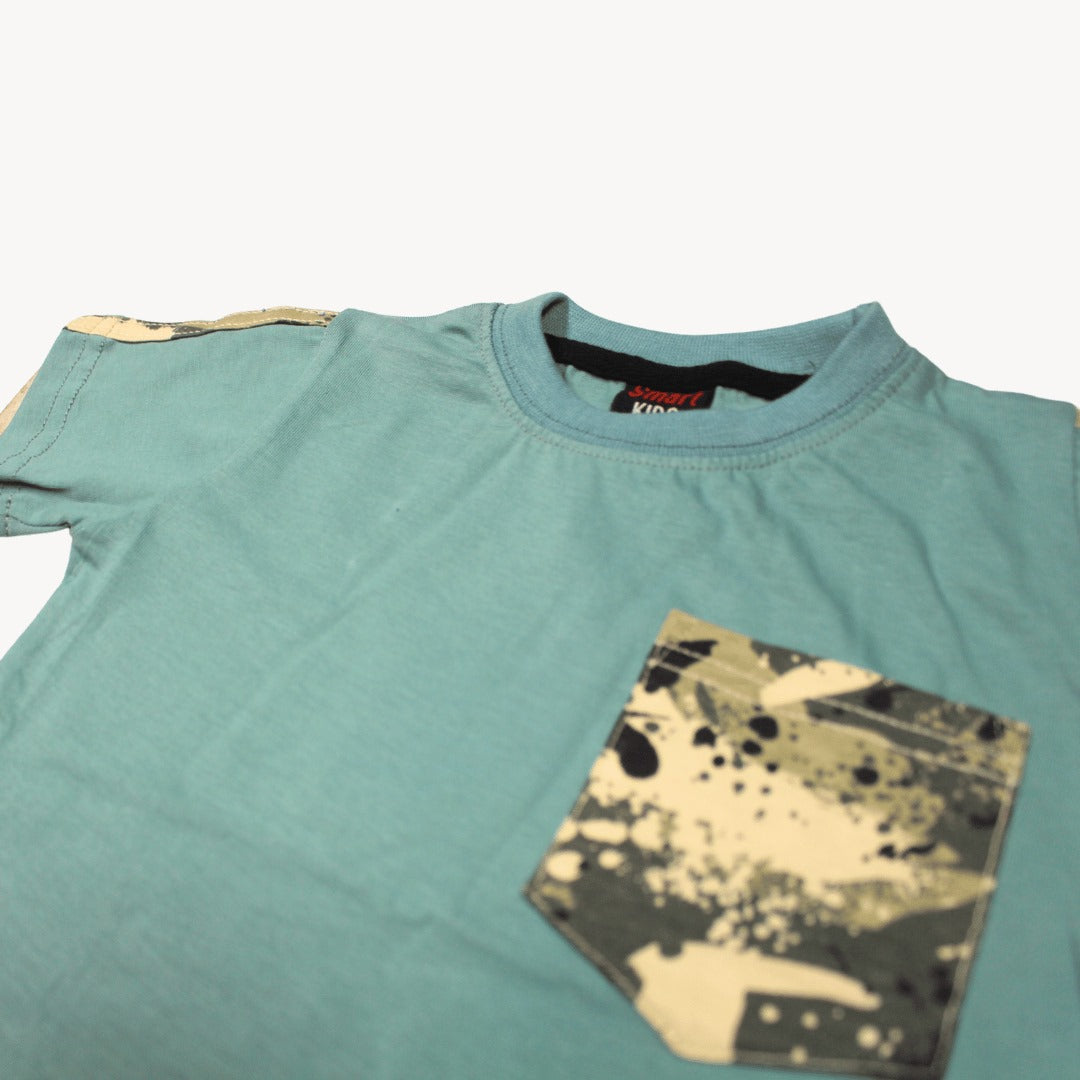 Sea Green  Cotton T-Shirt with pocket