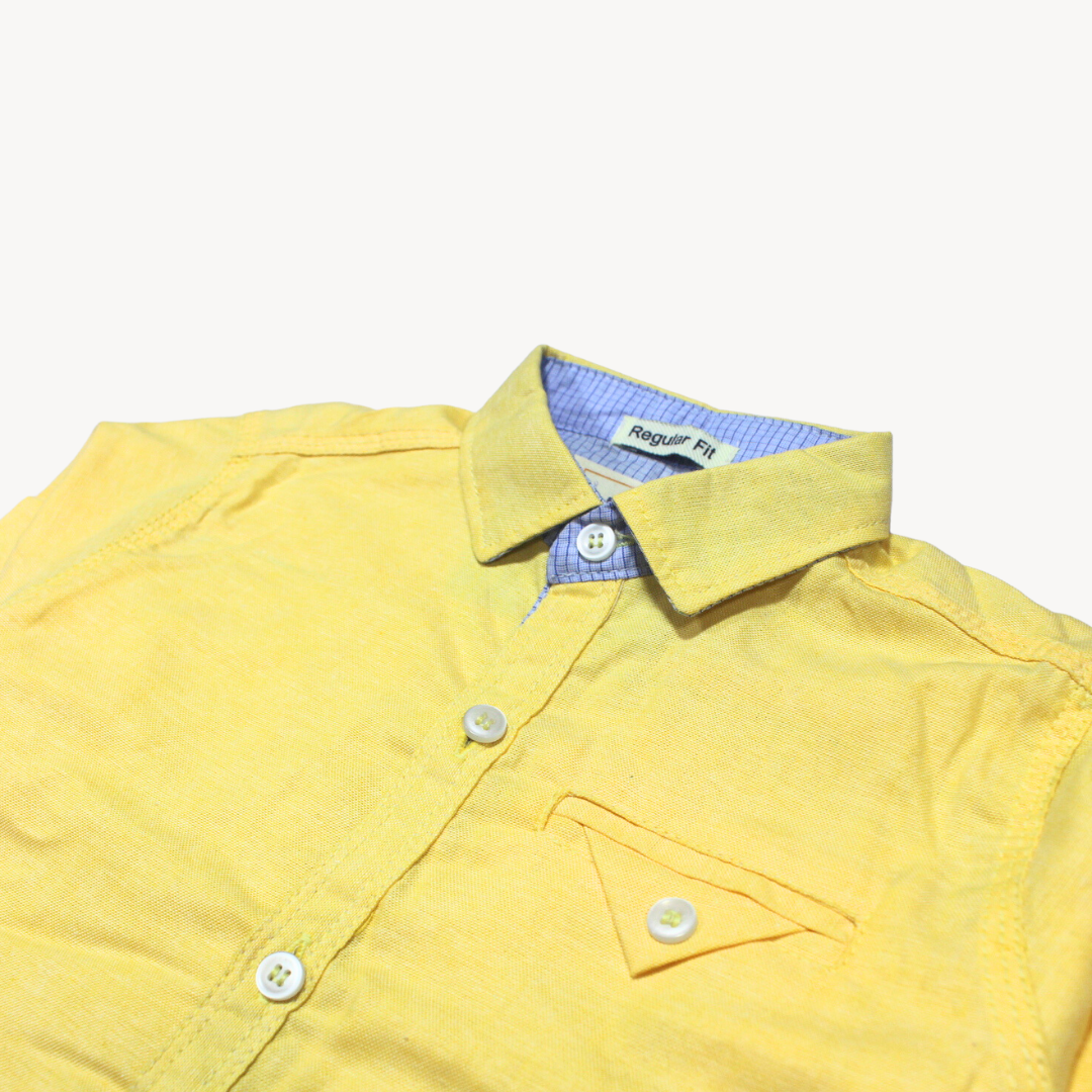 Yellow Plain Casual Shirt Full Sleeves
