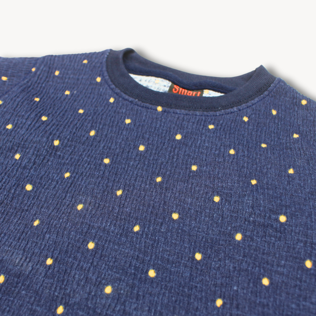 Blue & Yellow Dots spring Jersey Printed Pajama Shirt Set
