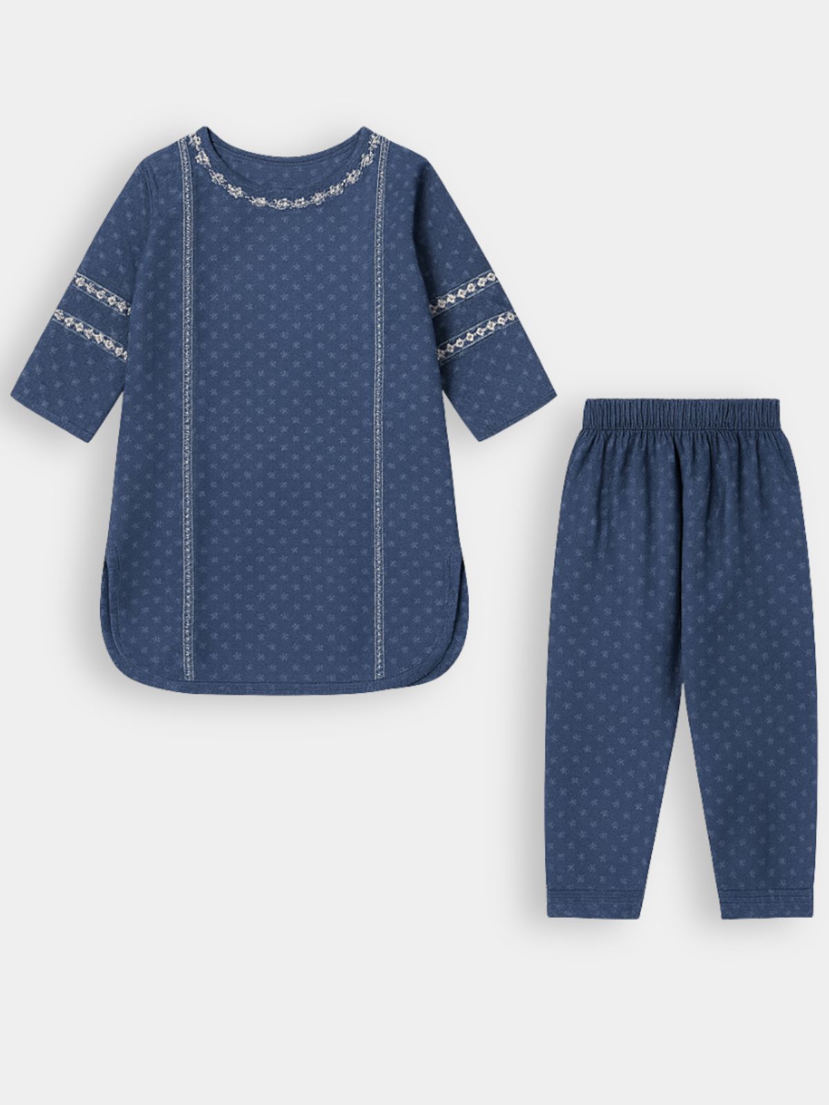 Blue Embroidered Khaddar 2 Pc Set