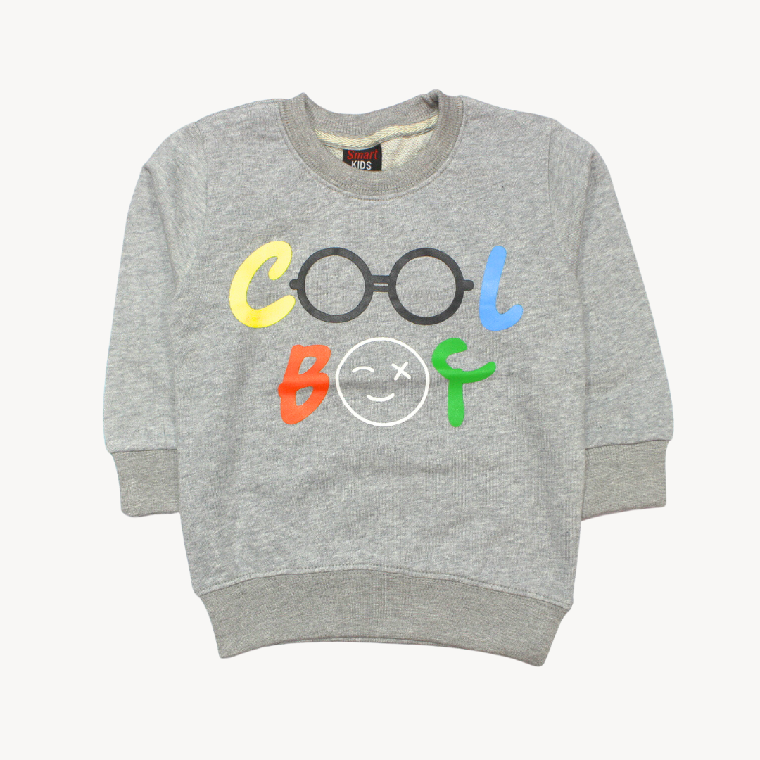 Grey Cool Boy Printed Terry Sweat Shirt