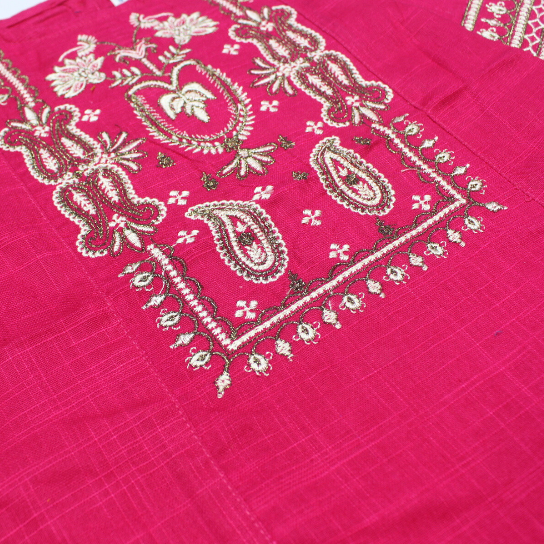 Blue Berry Pink Embroidered Khaddar Kurti