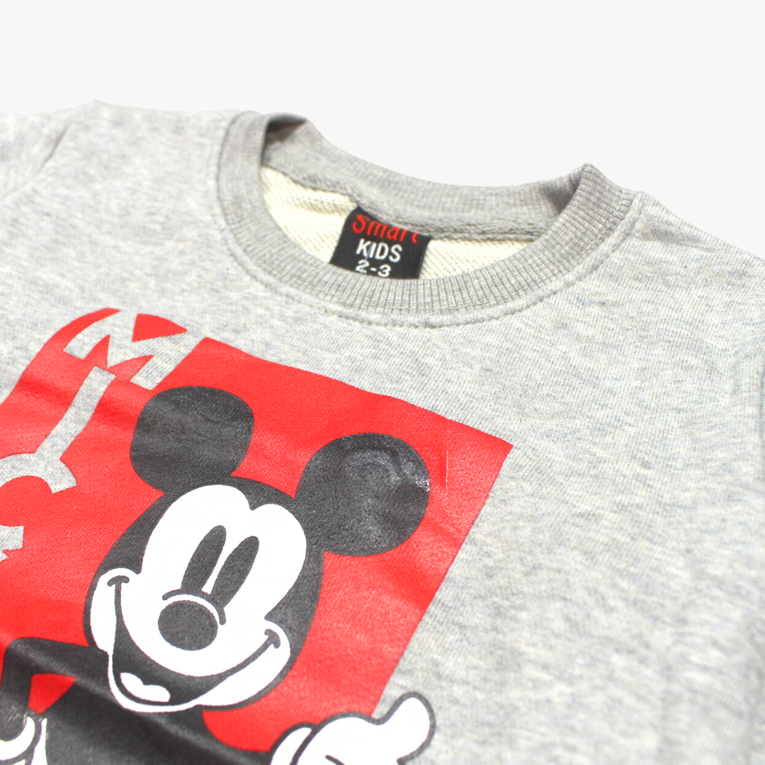 Grey Mickey Mouse Printed Terry Sweat Shirt