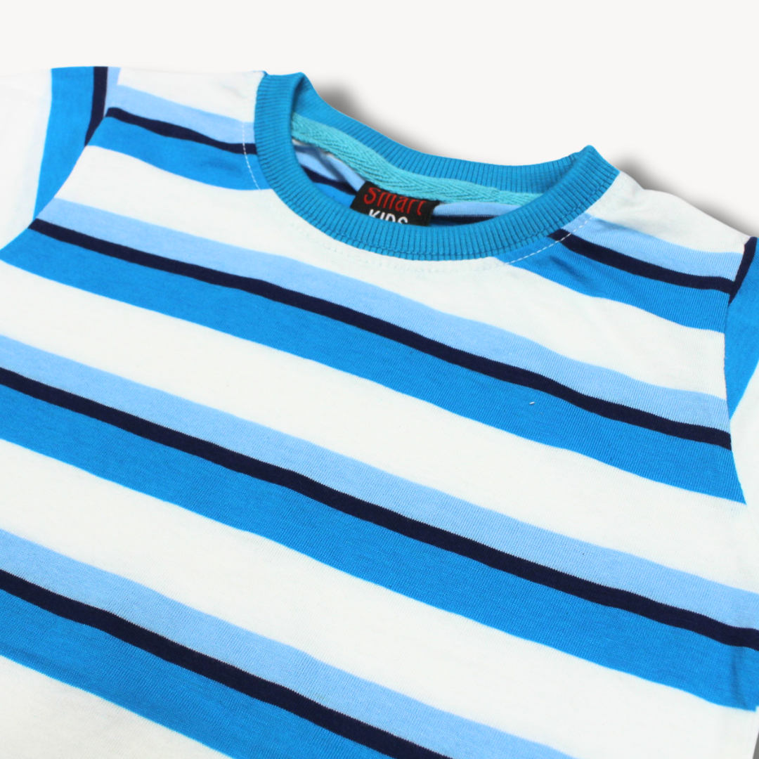 Turquoise Striped Shirt & Short Set