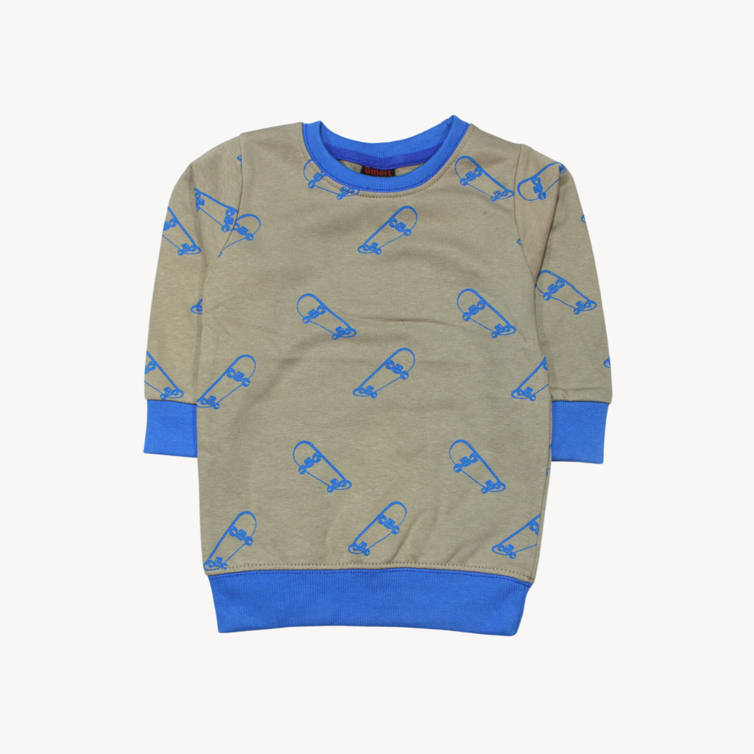Camel Skateboard Printed Terry Sweat Shirt