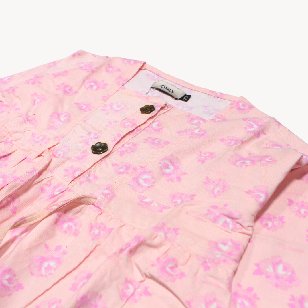 Light Pink Flower Only Embroidered Corduory Tunic
