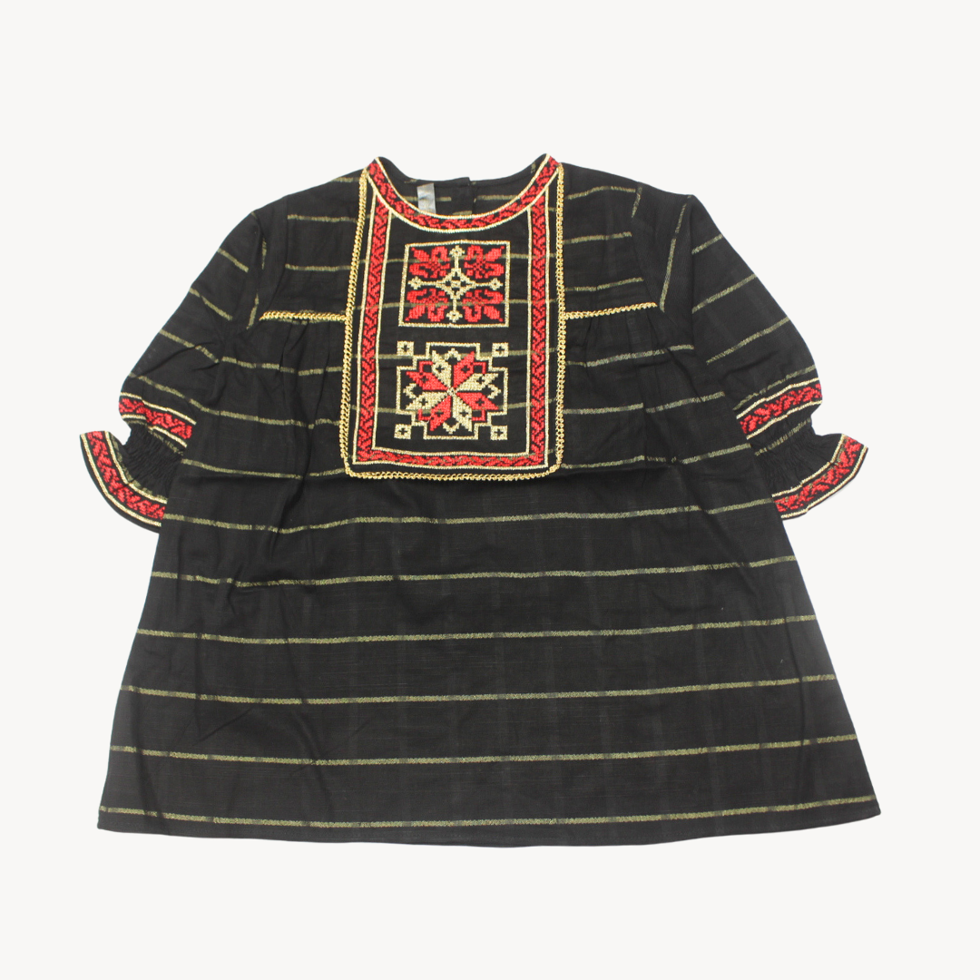 Bashu Black Lining Embroidered Khaddar Kurti