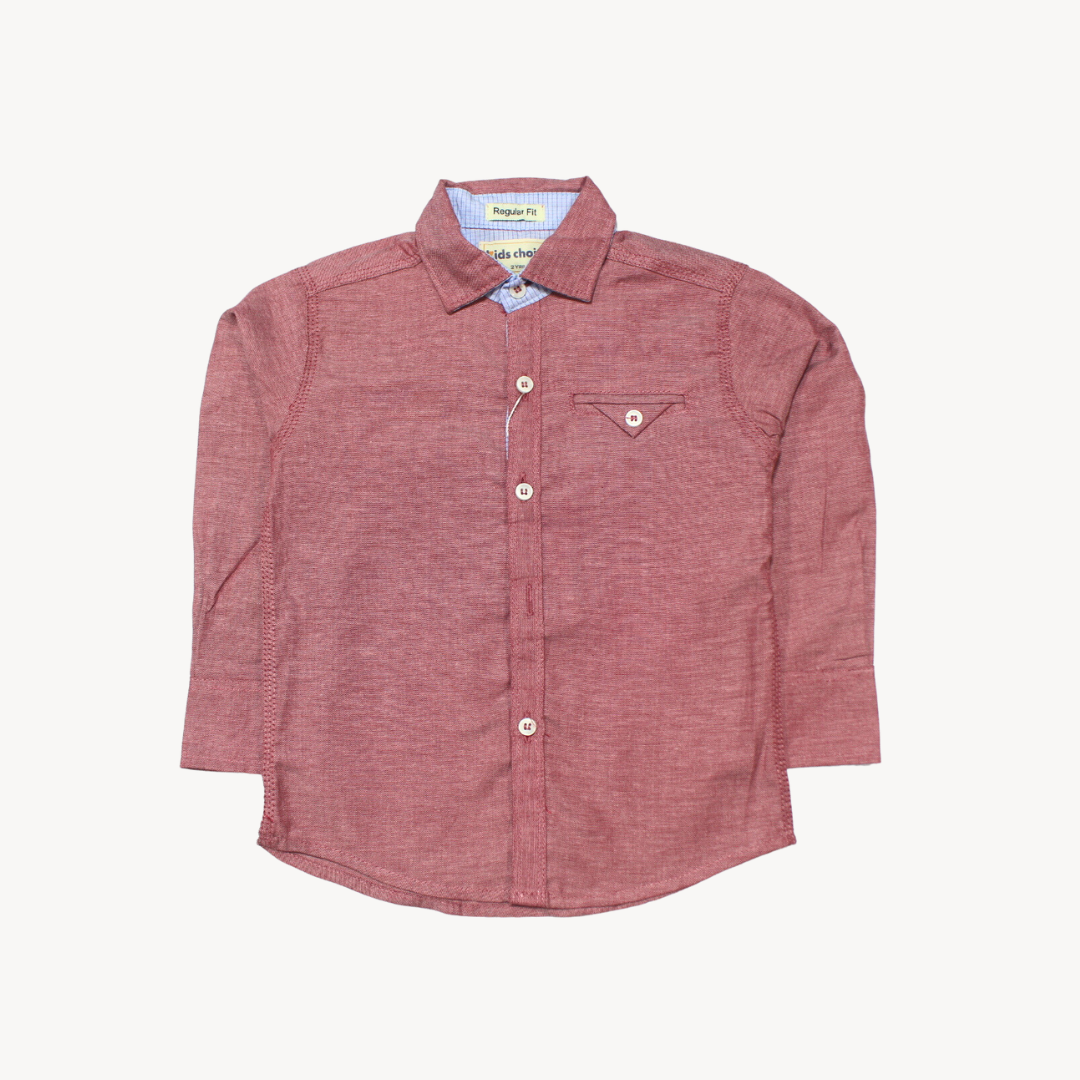 Dark Peach Plain Casual Shirt Full Sleeves