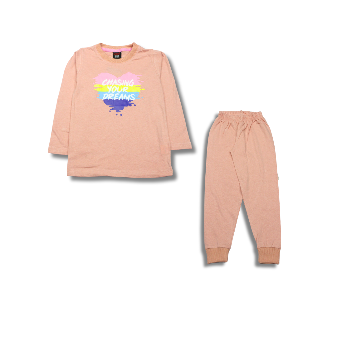 Chasing your Dreams Creamy Peach Summer Jersey Pajama Shirt Set