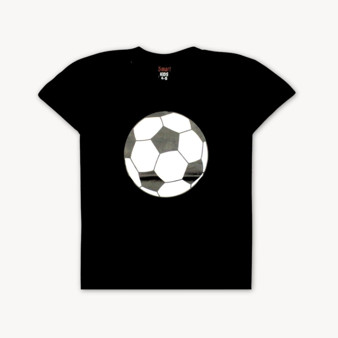 Black Football Printed Cotton T-Shirt