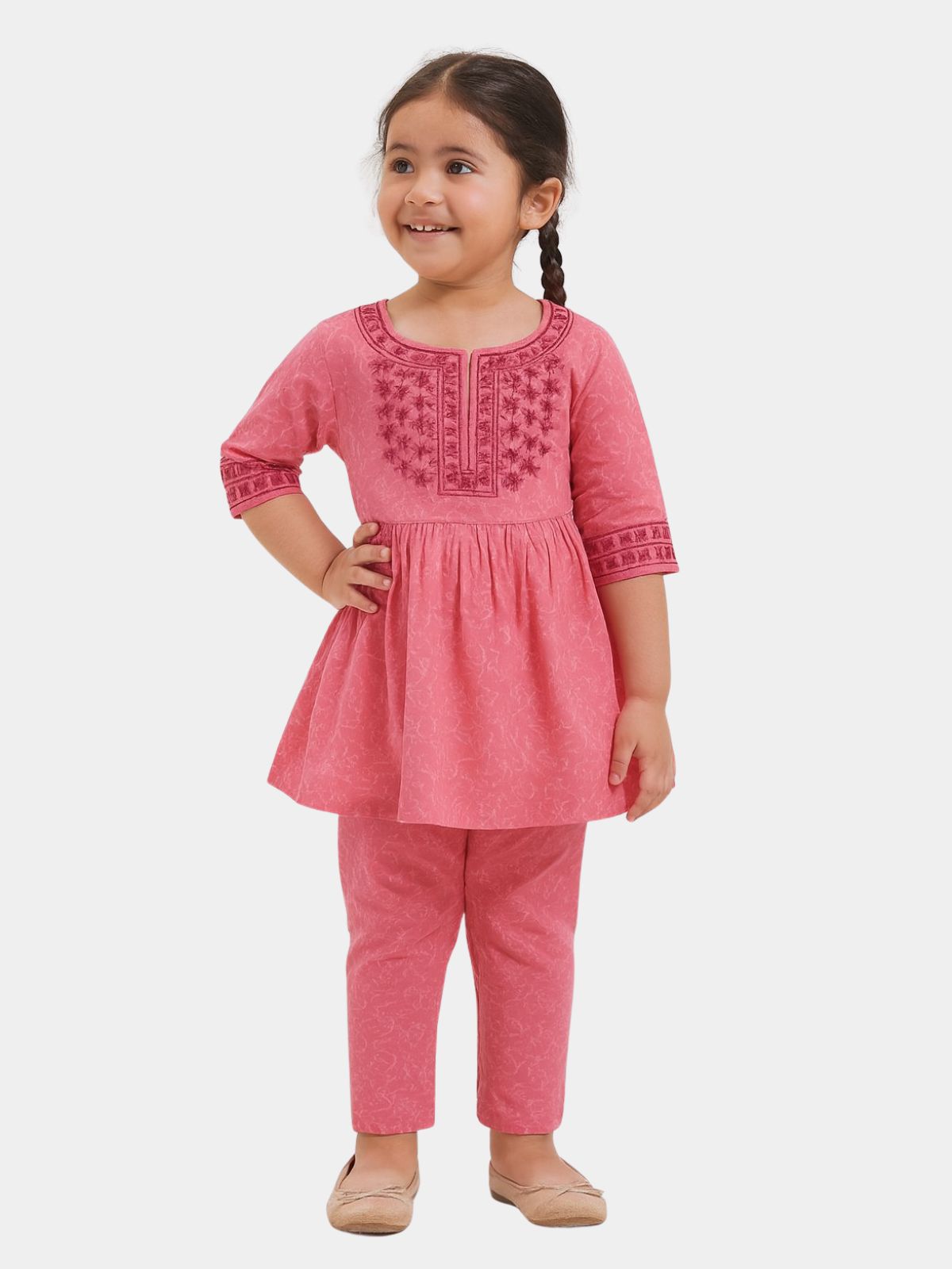 Pink Floral khaddar 2 PC Set