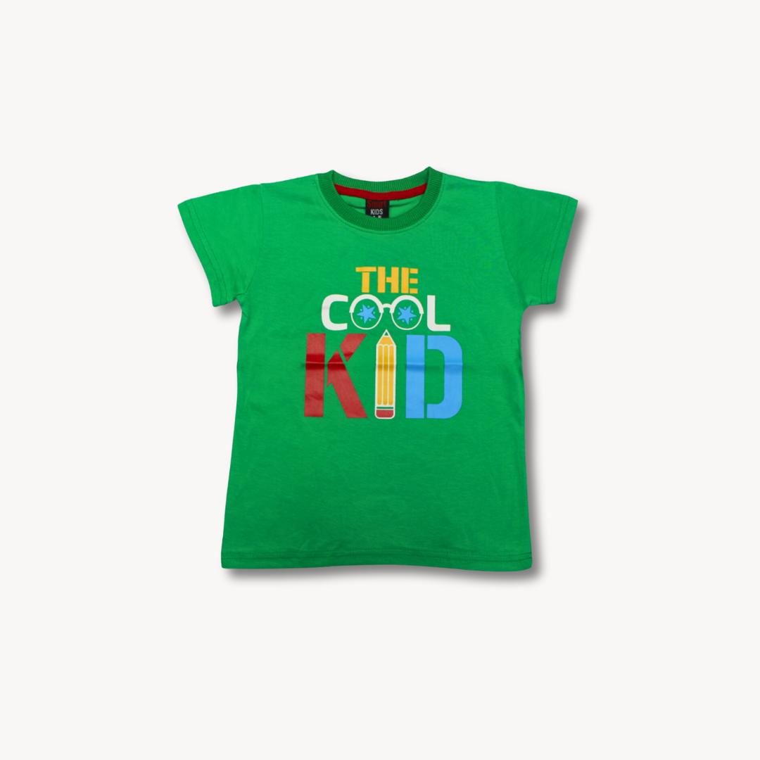 Green The Cool Kid Printed Cotton T-Shirt