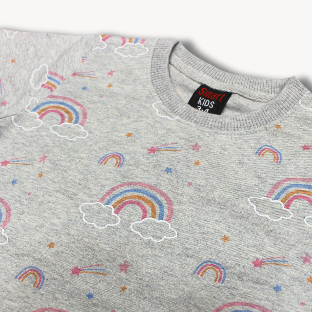 Grey Rainbow Printed Shirt & Short Set