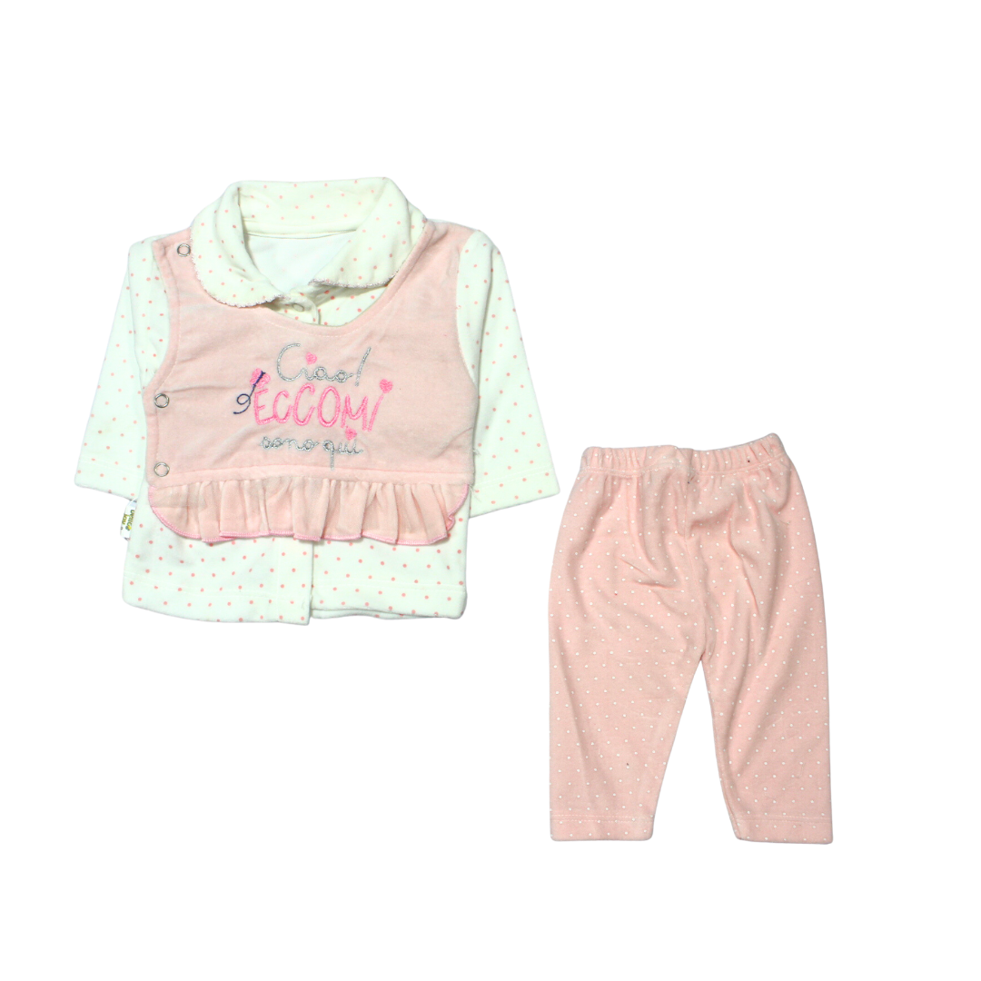 Newborn Pink & Off White Jersey PJ Shirt Set