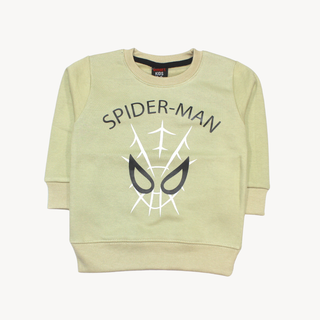 Lime Spiderman Printed Fleece Sweat Shirt