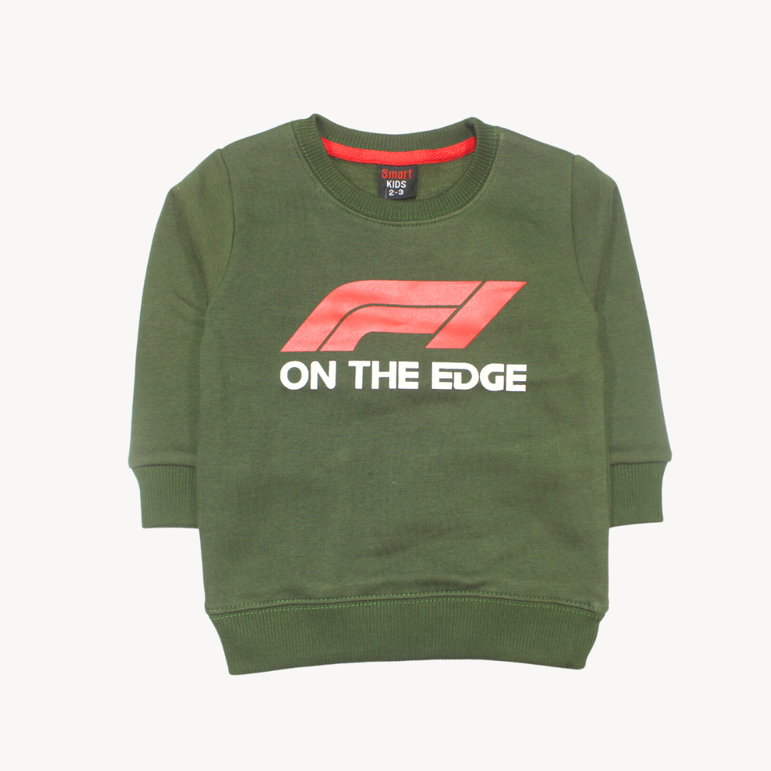 Dark Green On The Edge Printed Fleece Sweat Shirt