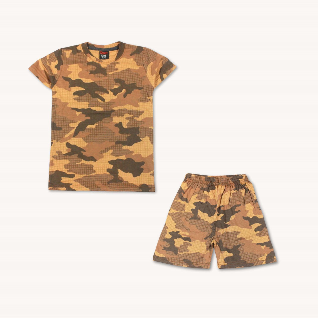 Brown Camo Print Boys Shirt & Short Set