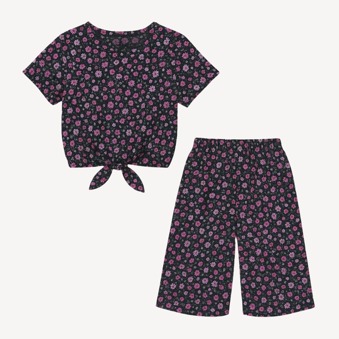 Navy Floral Cotton Summers Co-Ord Set
