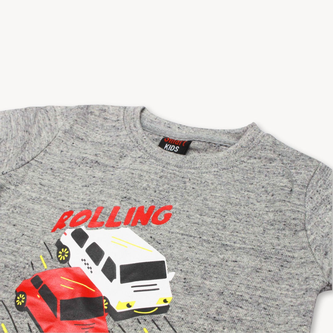 Grey Rolling With Dad Shirt & Short Set