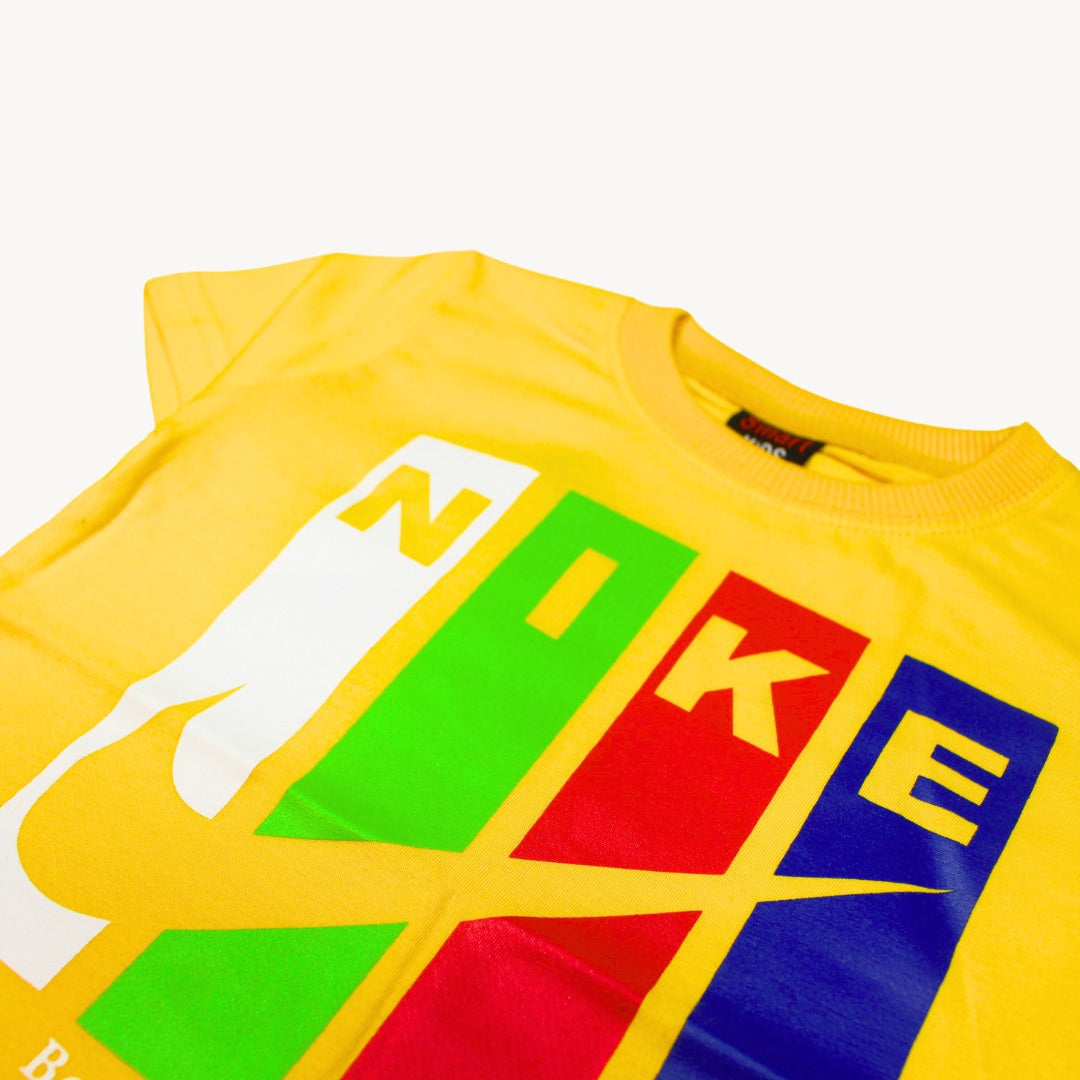 Yellow N.I.K.E Printed Cotton T-Shirt