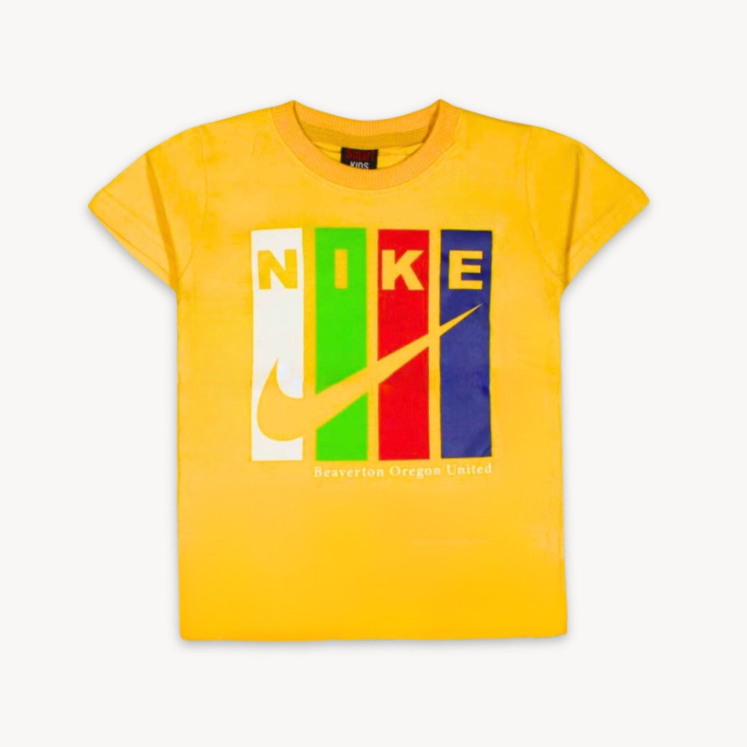 Yellow N.I.K.E Printed Cotton T-Shirt