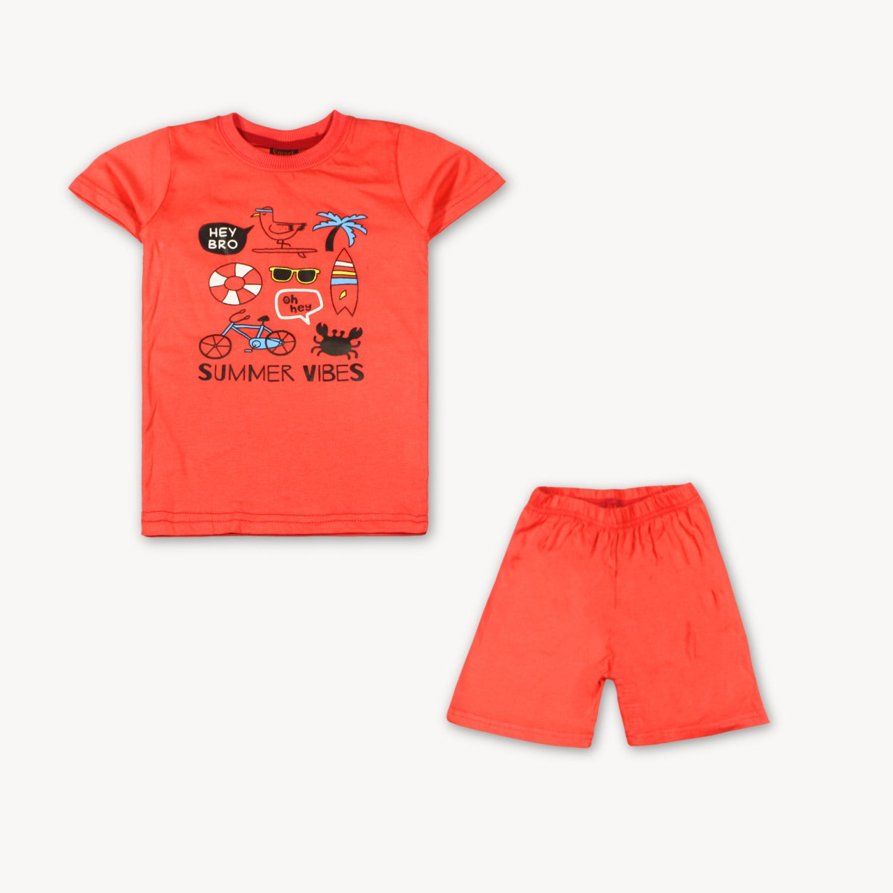 Red Orange Summer Vibes Shirt & Short Set
