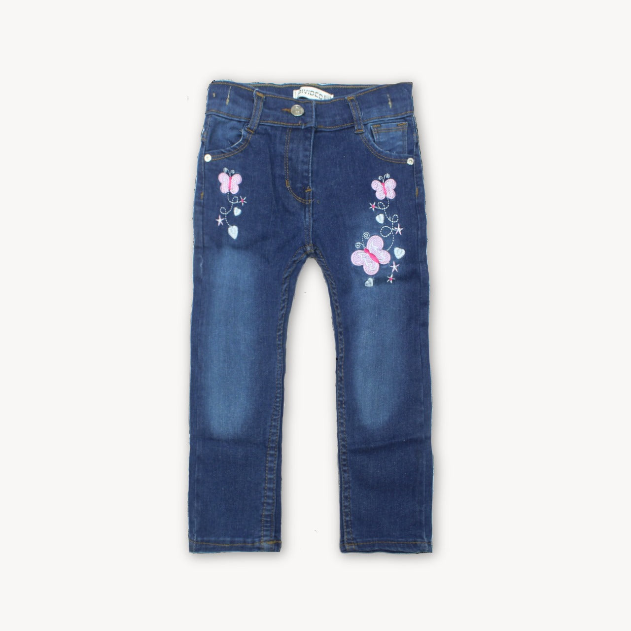 Aegean Blue Butteryfly Embroidered Denim Jeans