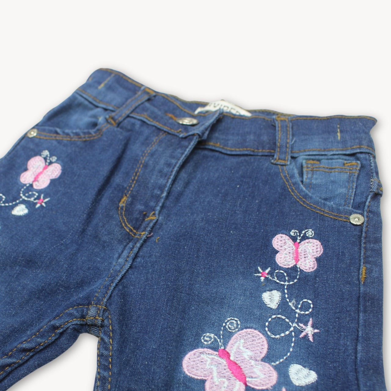 Aegean Blue Butteryfly Embroidered Denim Jeans