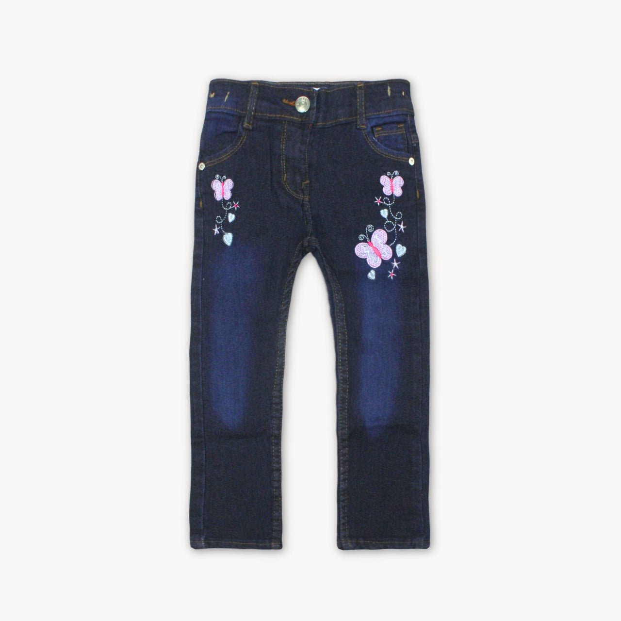 Spruce Navy Blue Butteryflies Embroidered Denim Jeans