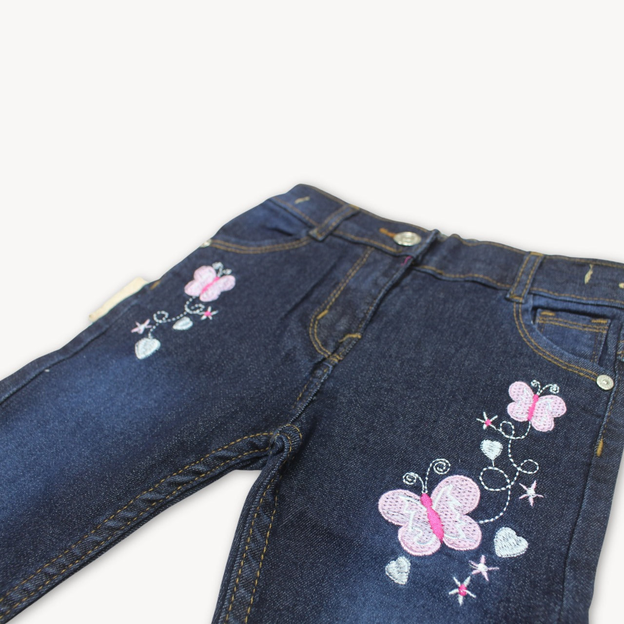 Spruce Navy Blue Butteryflies Embroidered Denim Jeans