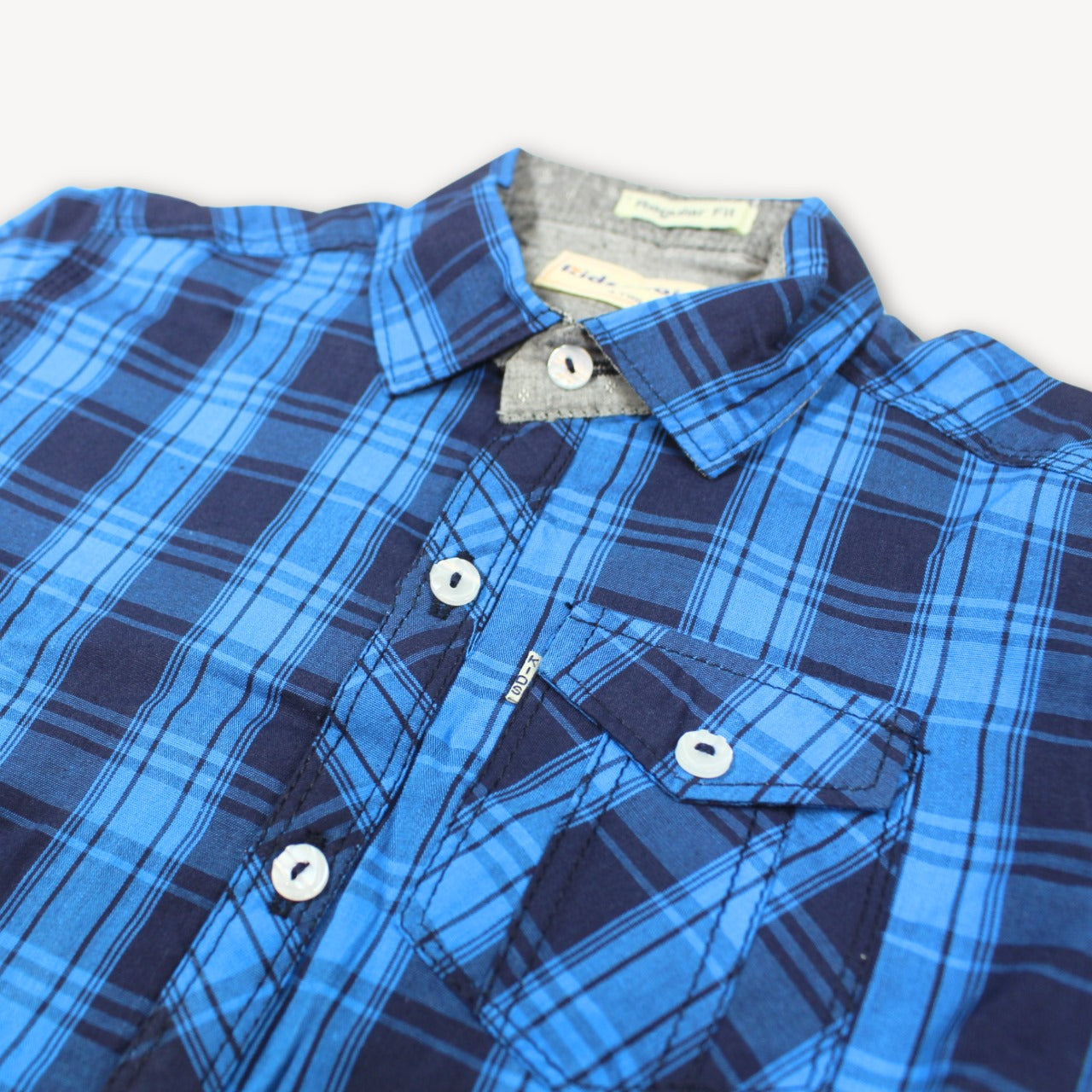 Light Blue & Black Checkered Casual Shirt Full Sleeves