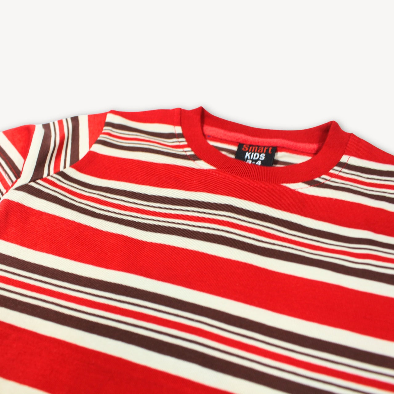 Red & Black Stripe Printed Cotton T-Shirt