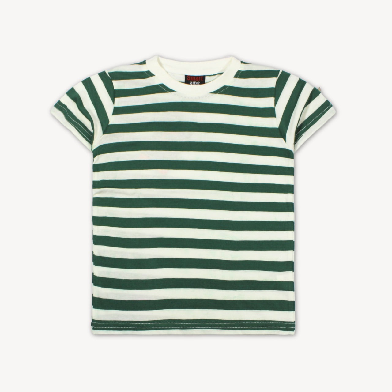 Green & White Stripe Printed Cotton T-Shirt