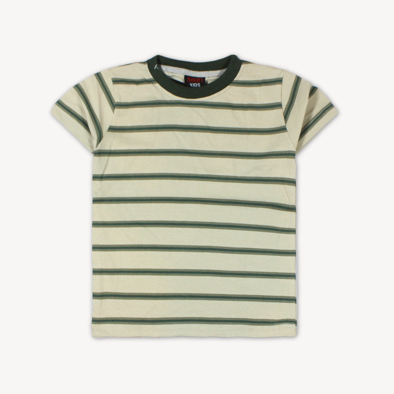 Green & Skin Stripe Printed Cotton T-Shirt